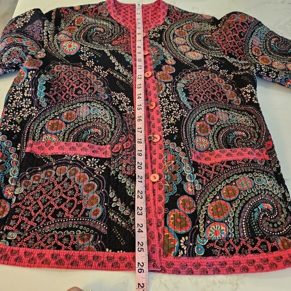 Provence d'amour Sz Medium Reversible Jacket Quilted Coat Pink Y2K Boho Paisley - Picture 11 of 14
